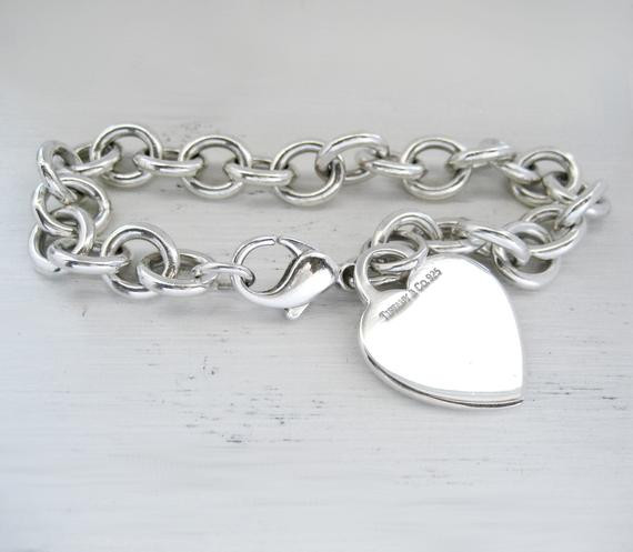 Tiffany Sterling Silver Bracelet
 Tiffany & Co Heart Charm Bracelet 925 Sterling Silver by