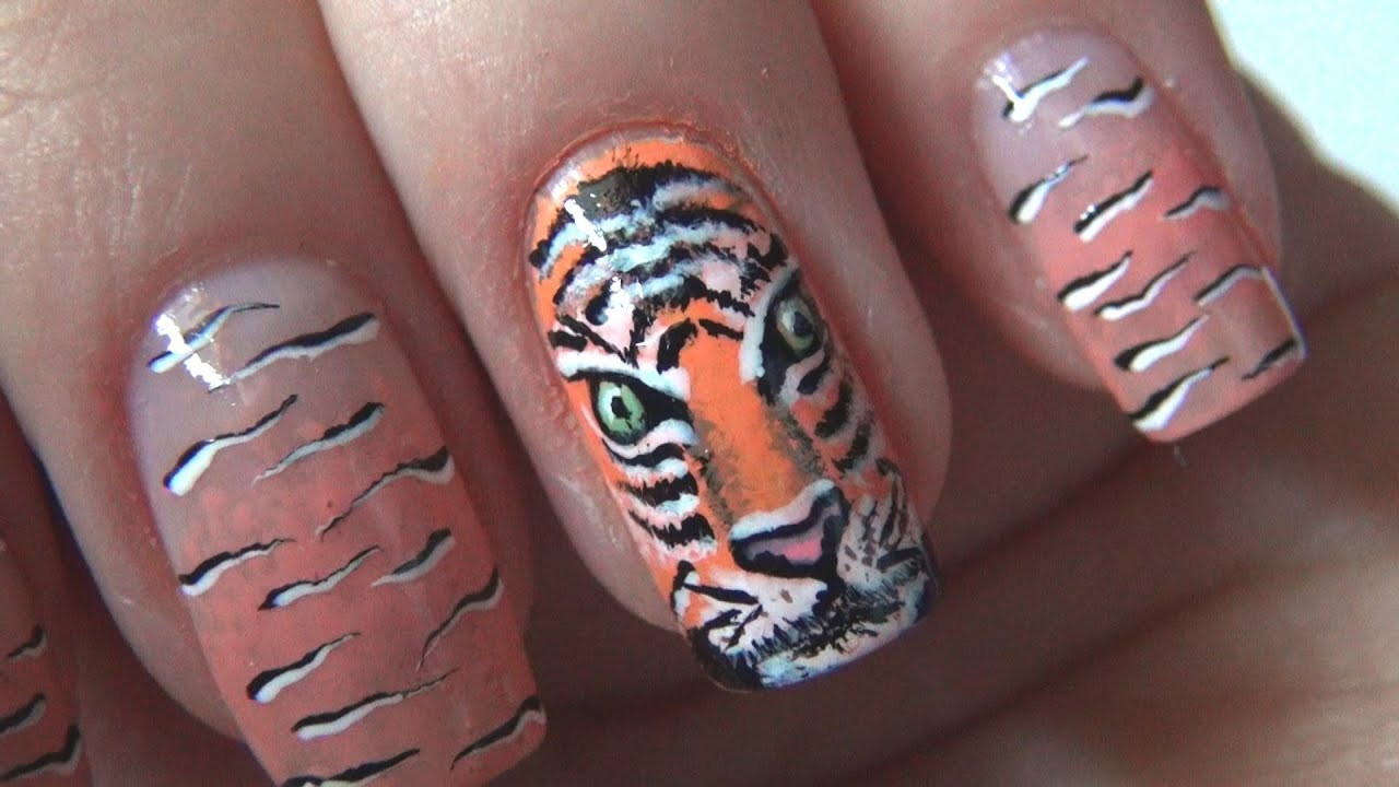 Tiger Nail Art
 Маникюр с тигром Tiger Nail Art