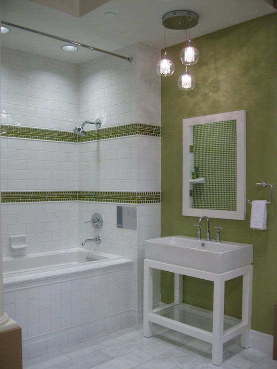 Tile Borders For Bathrooms
 Green Border Tiles Contemporary bathroom