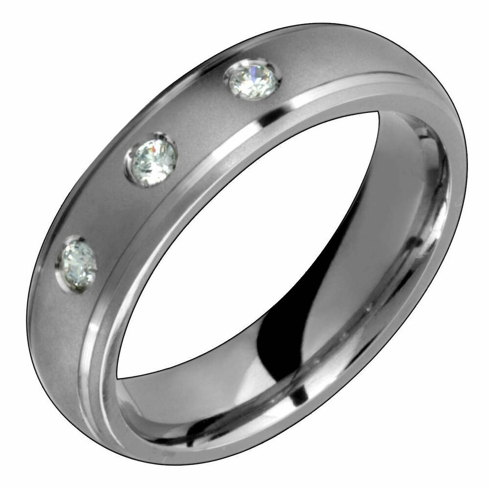 Titanium Wedding Bands
 Mens Titanium Ring with Diamond Engagement Wedding Band