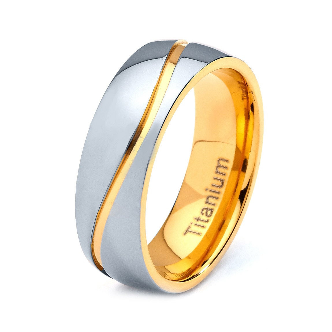 Titanium Wedding Bands
 Mens Titanium Wedding Band Ring 8mm 8 12 Sizes 18k by