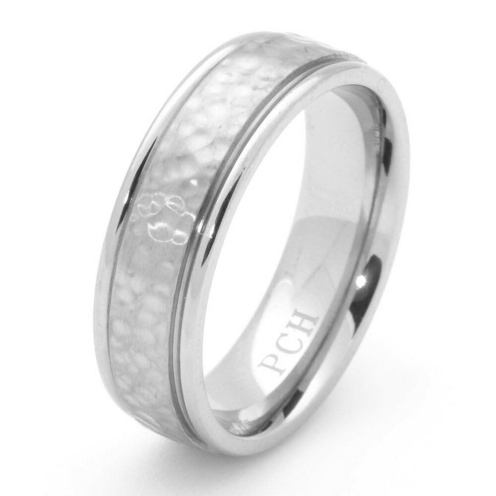 Titanium Wedding Bands
 Hammered Men s Titanium Wedding Ring Engagement Band 7 MM