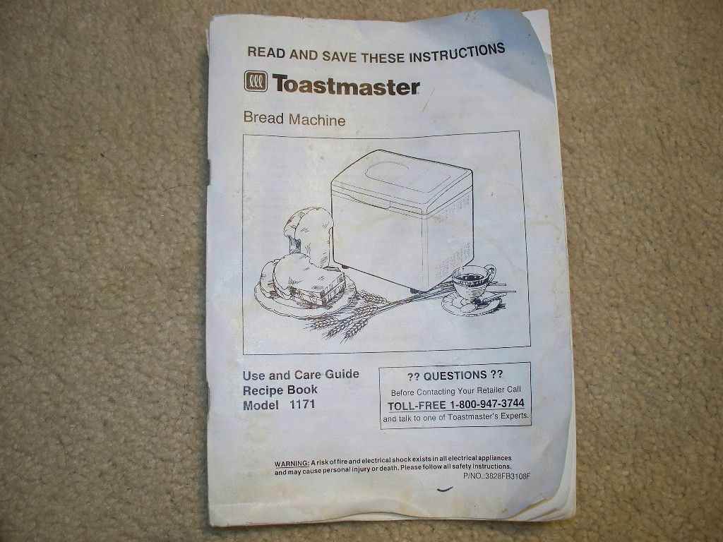 Toastmaster Bread Machine Recipes
 Toastmaster Model 1171 Breadmaker Instruction Manual