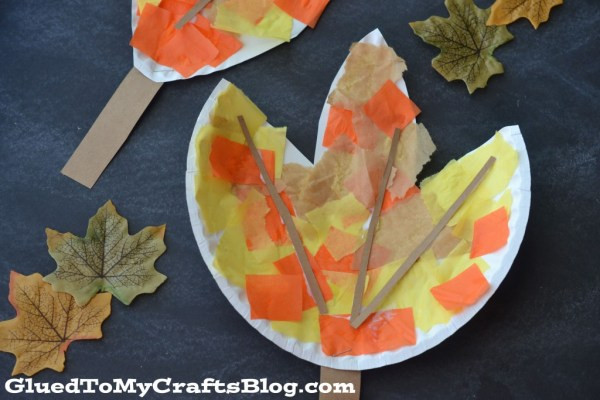Toddler Art And Craft Projects
 Paper Plate Leaf Kid Craft