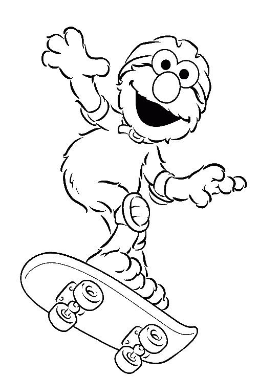 Toddler Coloring Book
 Elmo Playing Skate Board Coloring Page Elmo Coloring