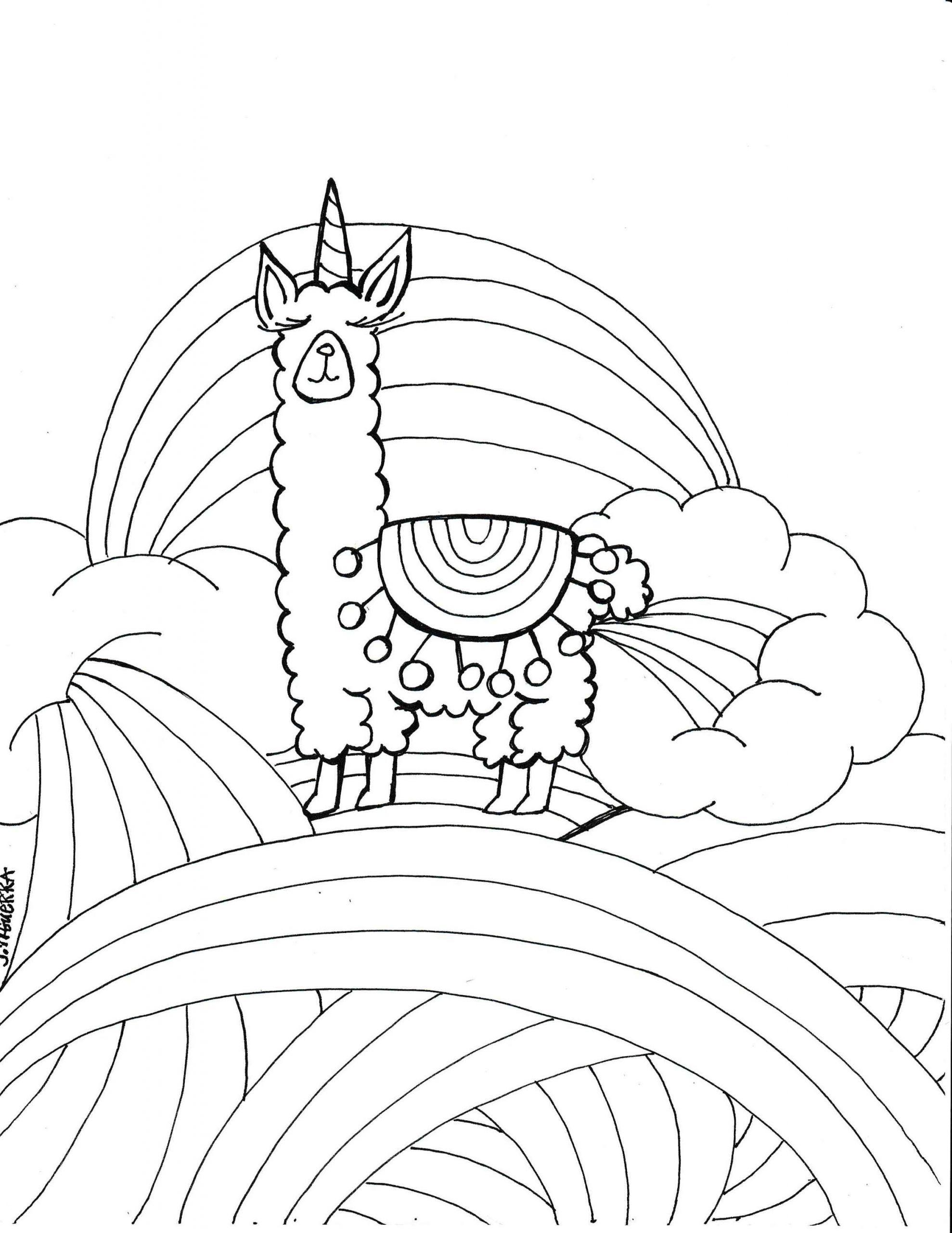 Toddler Coloring Pages Pdf
 Llamacorn coloring page PDF printable art by Journalingart