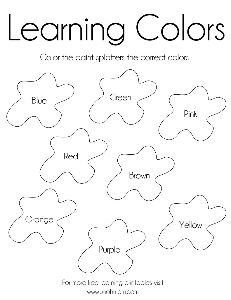 Toddler Learning Coloring Pages
 Learning Colors Free Printable