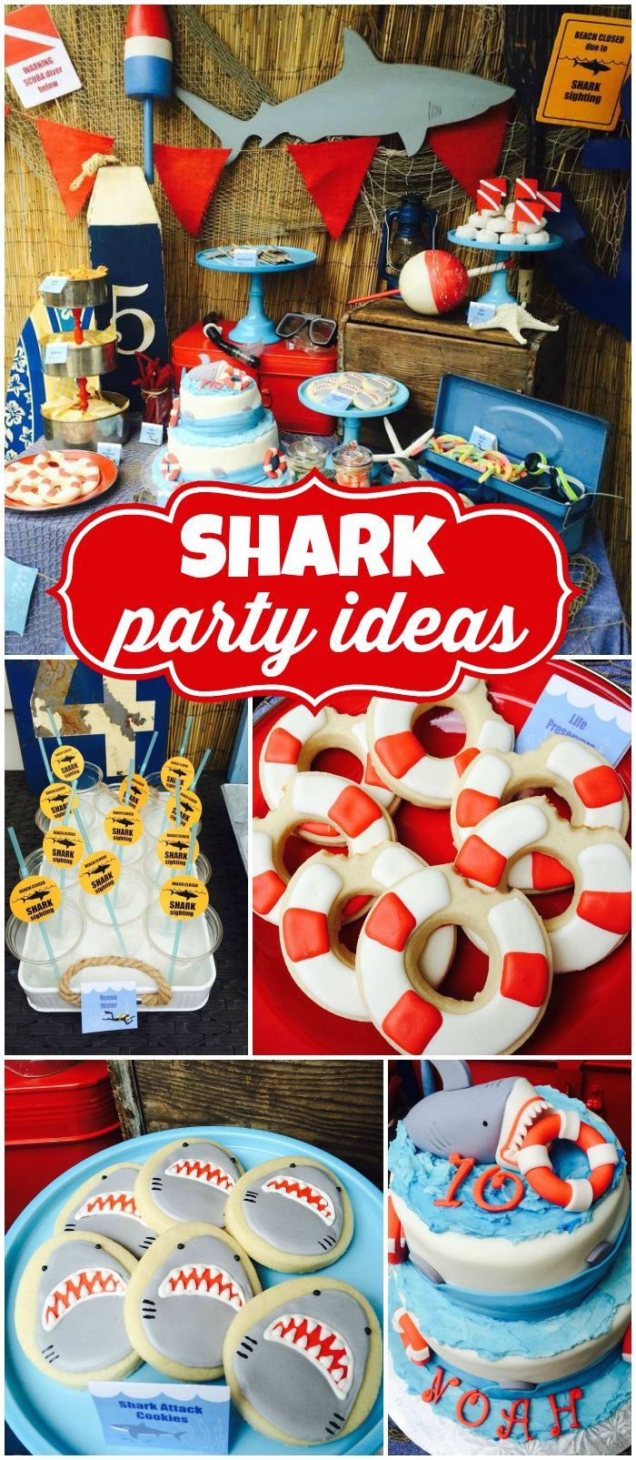 Toddler Summer Birthday Party Ideas
 How cool is this shark themed party Perfect for summer