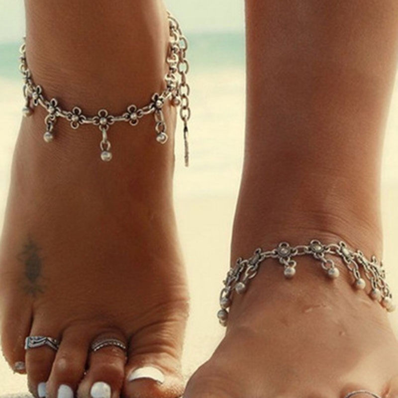 Toe Rings And Anklet
 Women Gold Silver Plated Toe Ring Ankle Bracelet Chain