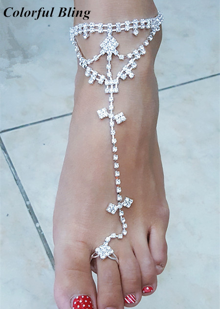 Toe Rings And Anklet
 y Foot Anklet Toe Ring Anklet Rhinestone Crystal Beach