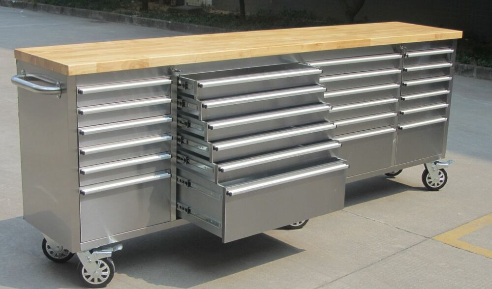 Tool Storage Bench
 NEW 96" STAINLESS STEEL TOOL BENCH WORK 24 DRAWER BOX