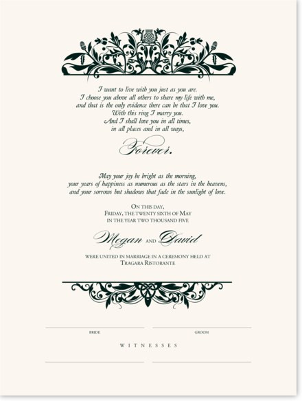 Traditional Irish Wedding Vows
 Celtic Wedding Marriage Certificates with Irish Wedding