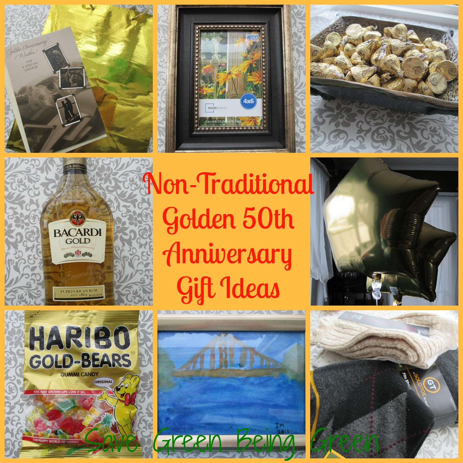 Traditional Wedding Anniversary Gift Ideas
 Save Green Being Green Non Traditional Golden 50th