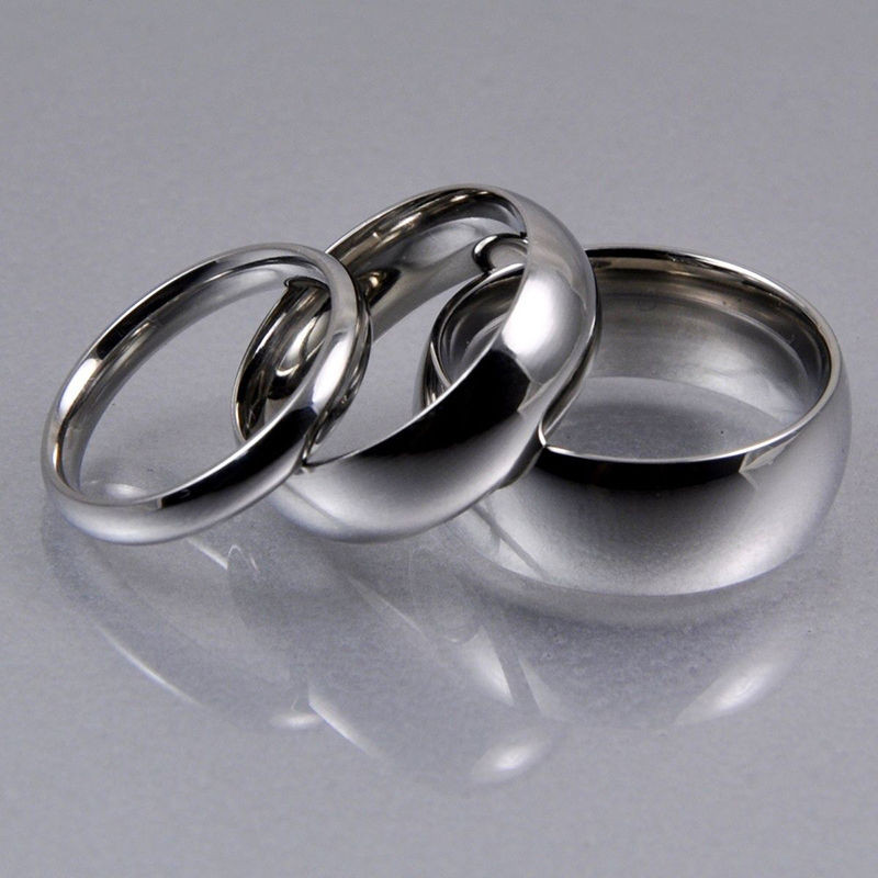Traditional Wedding Bands
 Mens Women Silver Stainless Steel Classic Traditional
