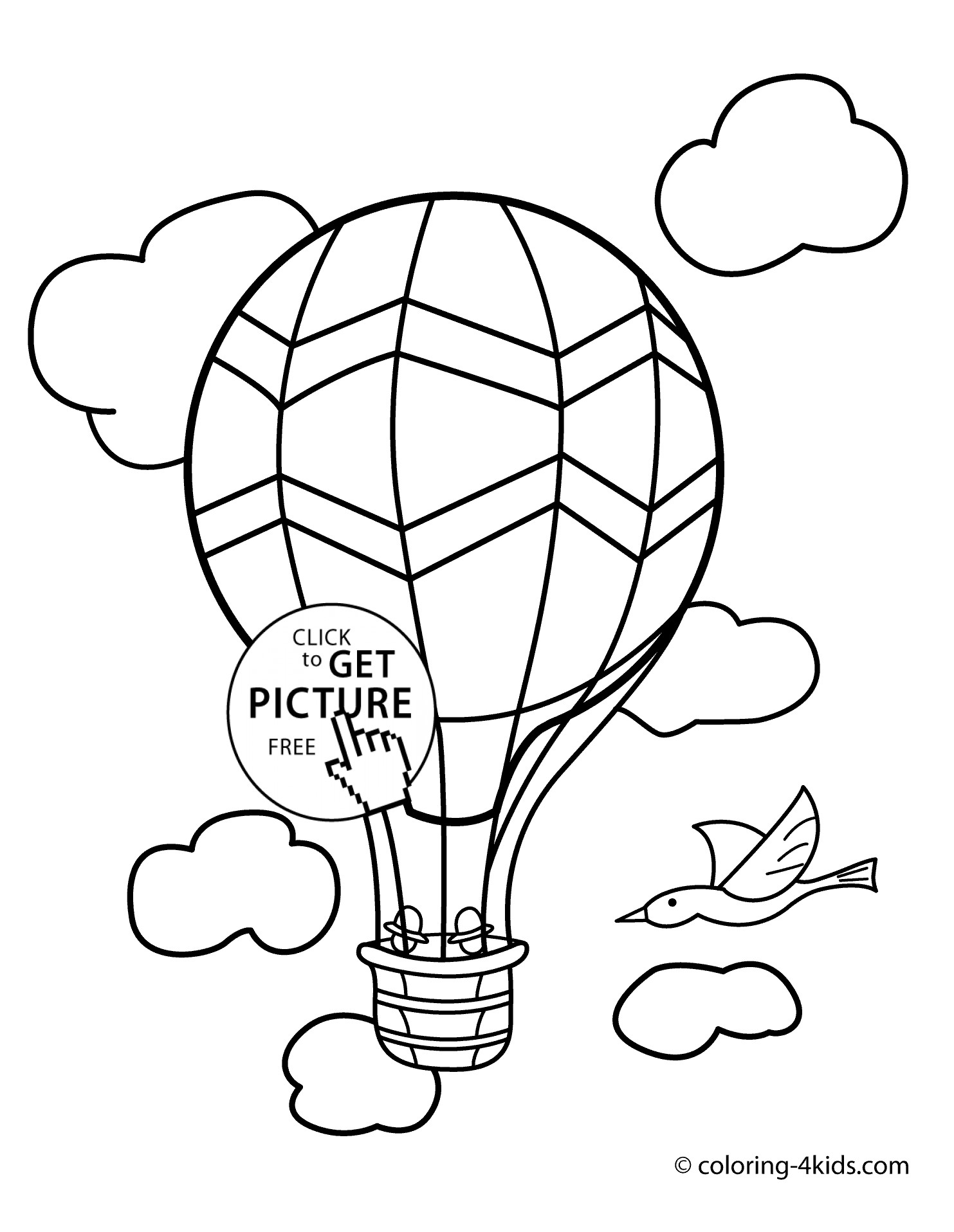 Transportation Coloring Pages For Toddlers
 Balloon transportation coloring pages aerostat for kids