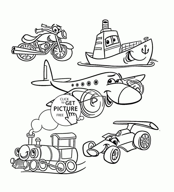 Transportation Coloring Pages For Toddlers
 Cartoon Transport Set coloring page for toddlers