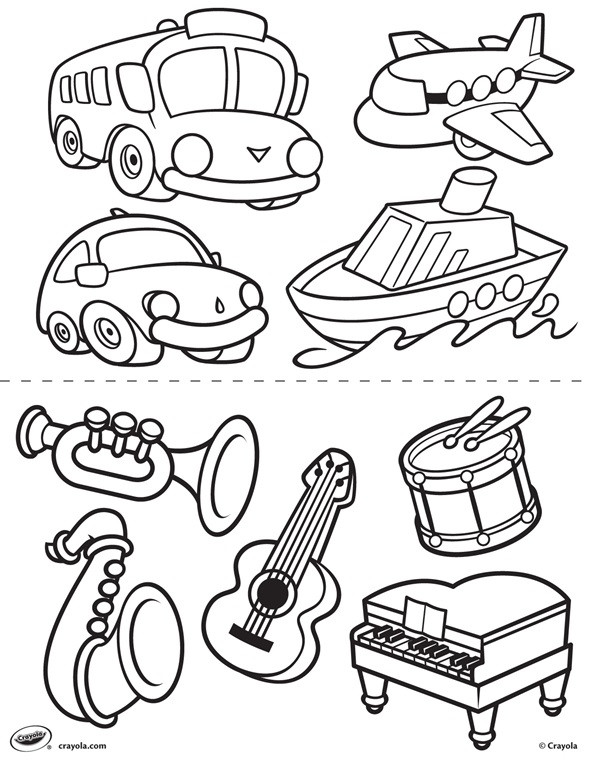 Transportation Coloring Pages For Toddlers
 First Pages Transportation and Instruments Coloring Page