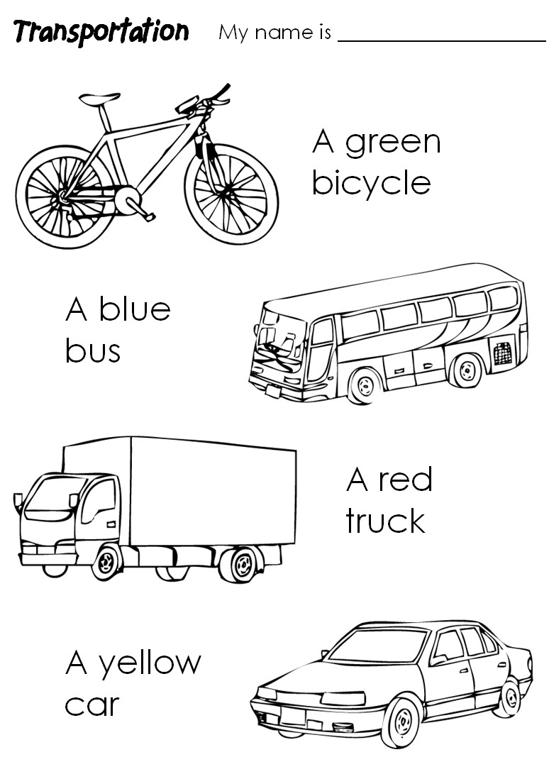 Transportation Coloring Pages For Toddlers
 English for children