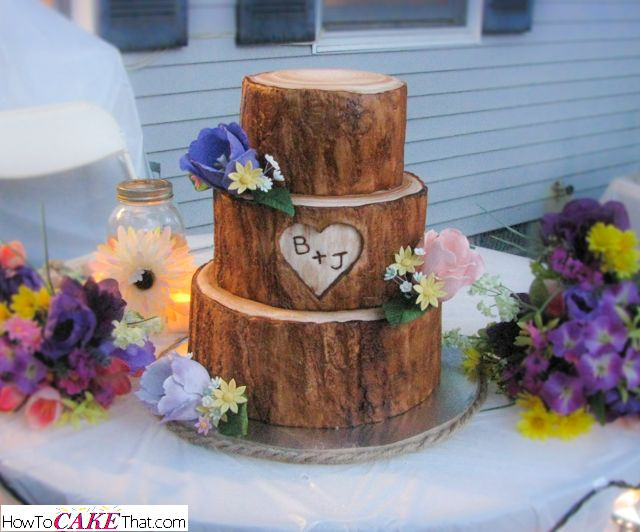 Tree Stump Wedding Cake
 3294 best FONDANT images on Pinterest