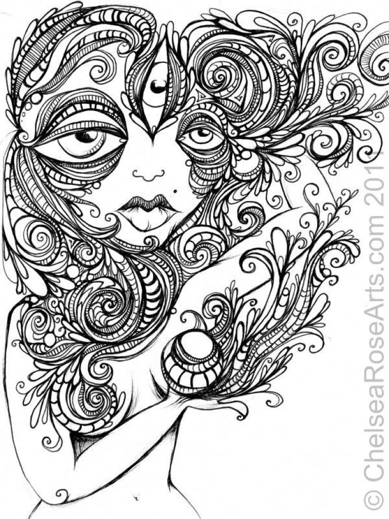 Trippy Adult Coloring Books
 Challenging Trippy Coloring Page Free For Adults