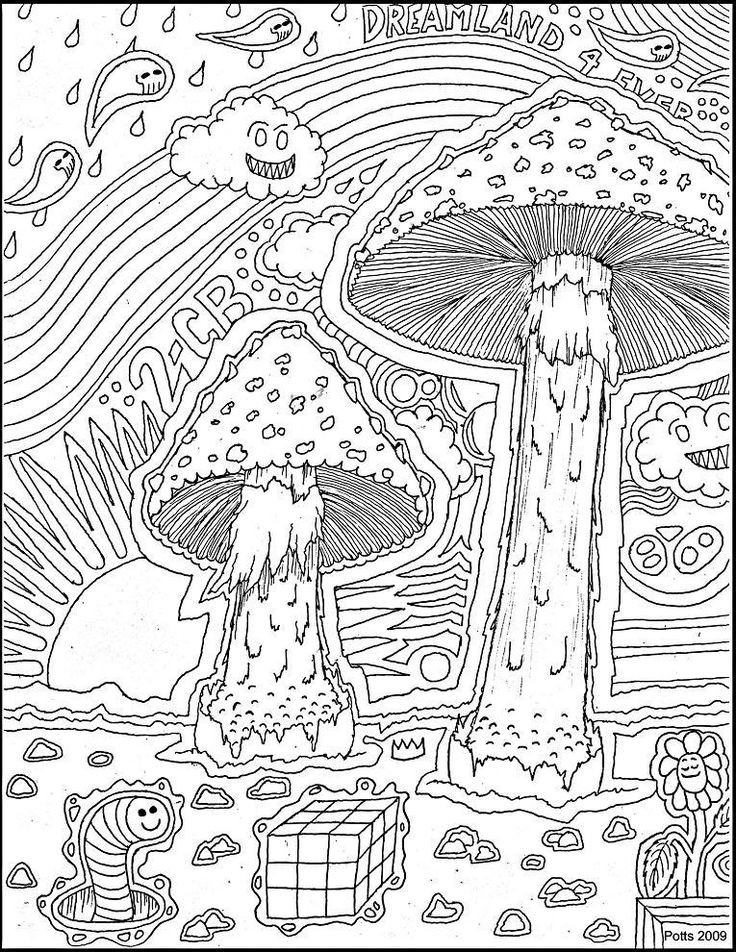 Trippy Adult Coloring Books
 Mushroom