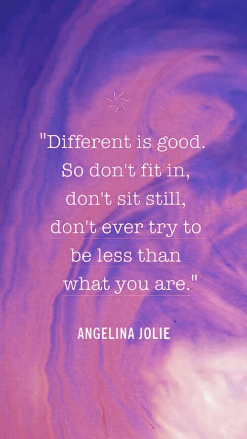 Trying To Be Positive Quotes
 Angelina Jolie Motivational Quote Image Different is