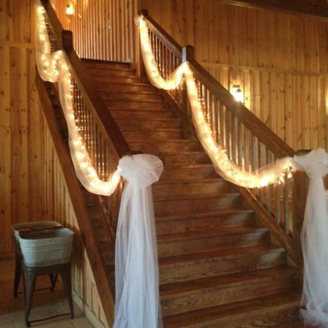 Tulle And Lights Wedding Decor
 Tulle and lights for the stairs Over Doors