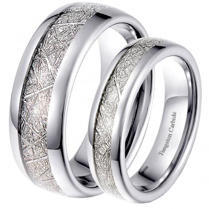 Tungsten Wedding Band Sets
 His and Hers Matching Tungsten Meteorite Wedding Couple