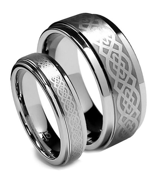 Tungsten Wedding Band Sets
 Matching Wedding Band Set Tungsten Rings Celtic Design