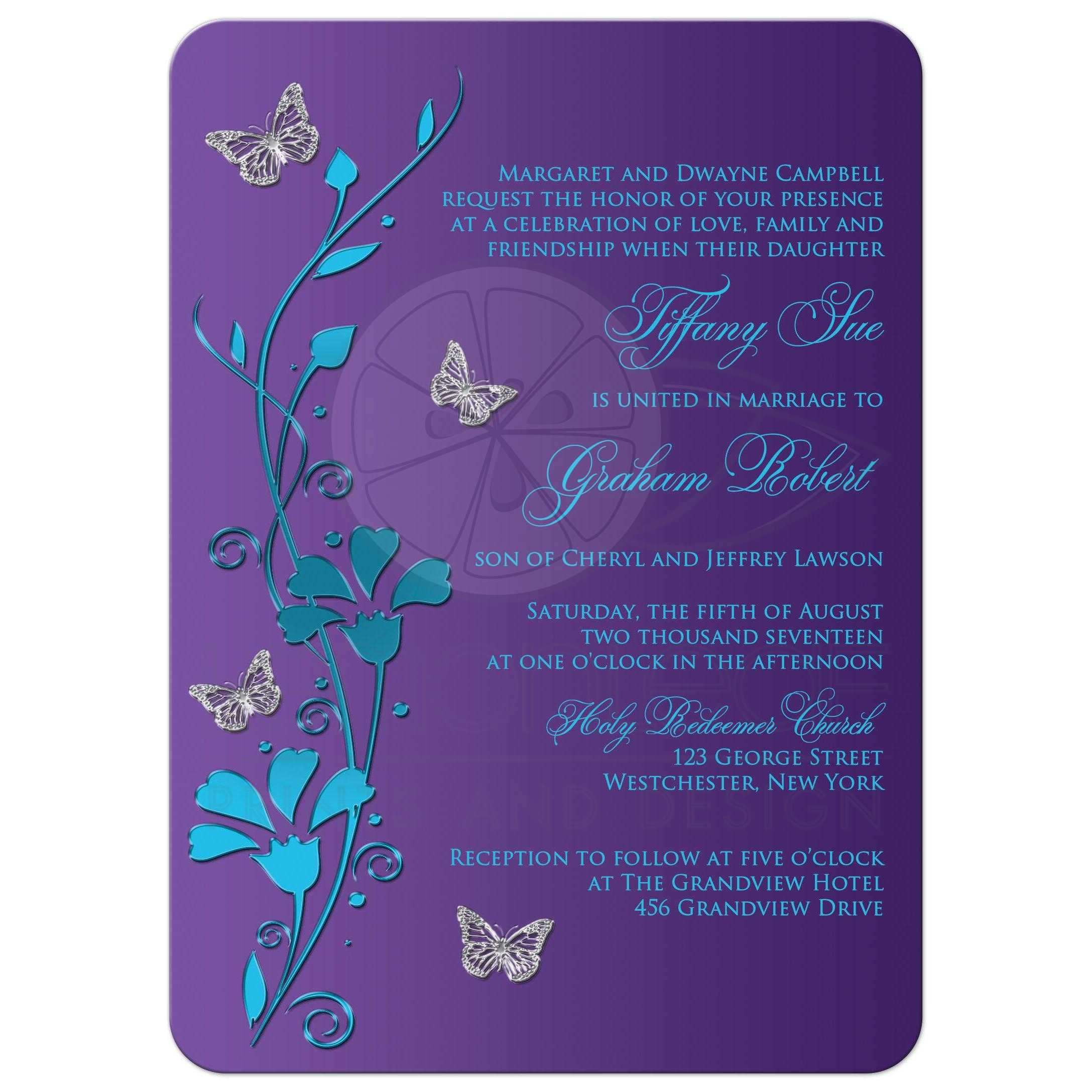 Turquoise And Purple Wedding Invitations
 Wedding Invitation