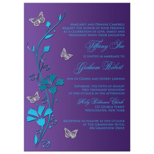 Turquoise And Purple Wedding Invitations
 Wedding Invitation