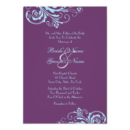 Turquoise And Purple Wedding Invitations
 Turquoise and Purple Chic Wedding Invitation