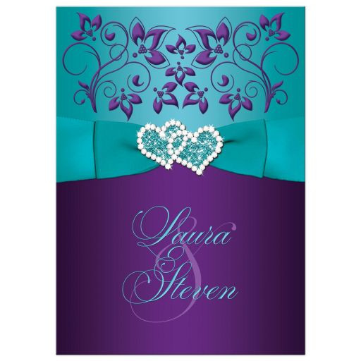 Turquoise And Purple Wedding Invitations
 Wedding Invitation Purple Aqua White Floral