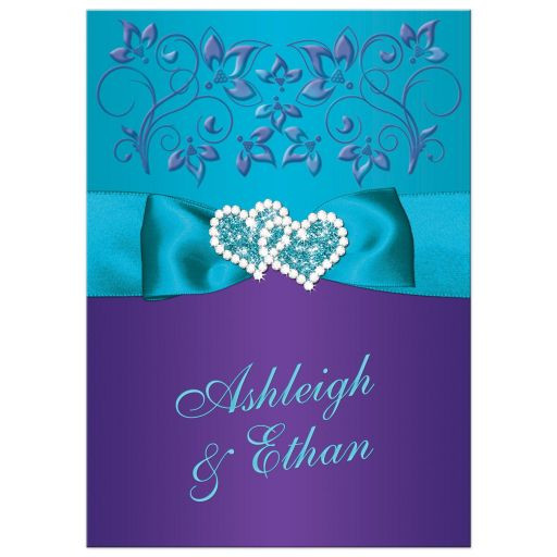 Turquoise And Purple Wedding Invitations
 Wedding Invitation Purple Teal Blue Floral