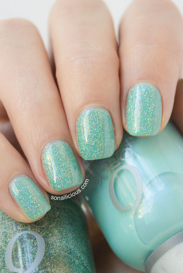 Turquoise Glitter Nails
 ORLY Sparkling Garbage Review & Swatches
