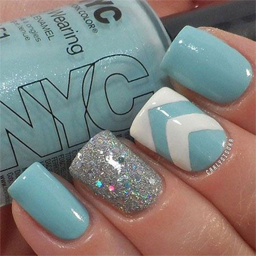 Turquoise Glitter Nails
 61 Latest Nail Art Design Ideas For Winter