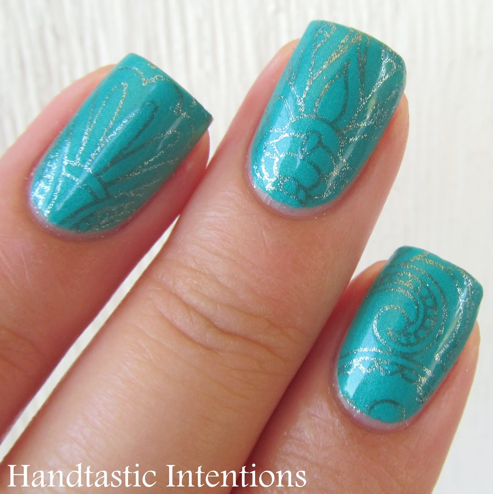Turquoise Nail Ideas
 Handtastic Intentions Nail Art Turquoise Stamping