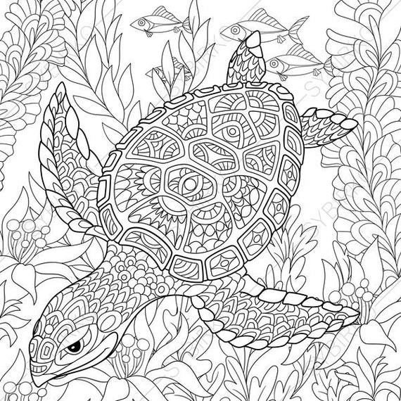 Turtle Coloring Pages For Adults
 Ocean World Turtle 2 Coloring Pages Animal coloring book