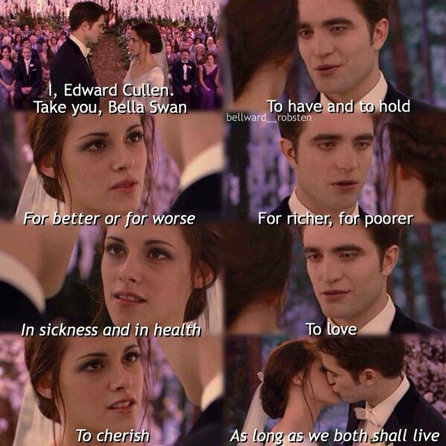 Twilight Wedding Vows
 Edward and Bella s wedding vows Twilight Series