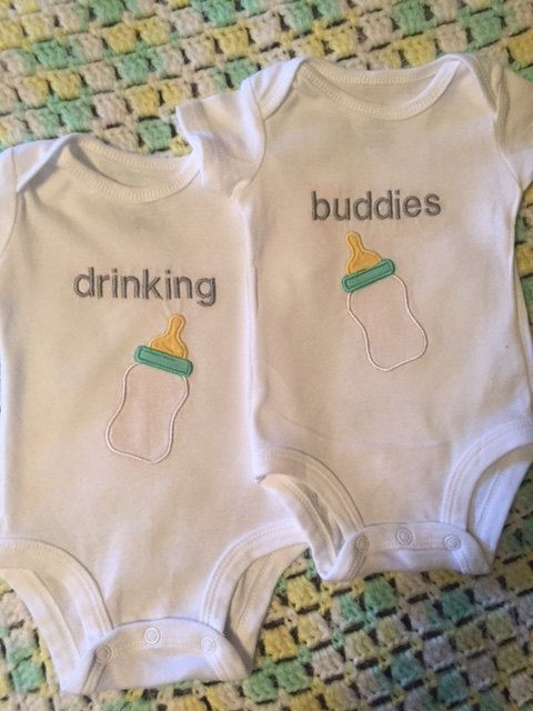 Twin Baby Boy Gift Ideas
 Drinking bud s bodysuit for twins by BrooklynCreations