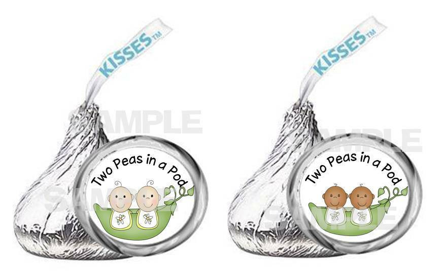 Twins Baby Shower Party Favors
 Peapods Two Peas in a Pod TWINS BABY SHOWER kiss labels