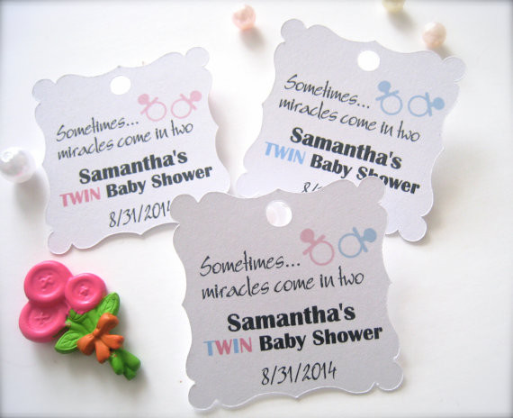 Twins Baby Shower Party Favors
 Twin baby shower favor tags custom shower tags party favor