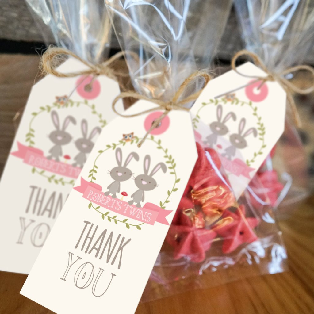 Twins Baby Shower Party Favors
 Twin Bunny Baby Shower Favor Tags