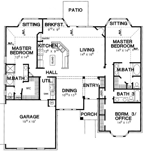 Two Master Bedroom Floor Plan
 Double Master Bedroom House Plan 3056D