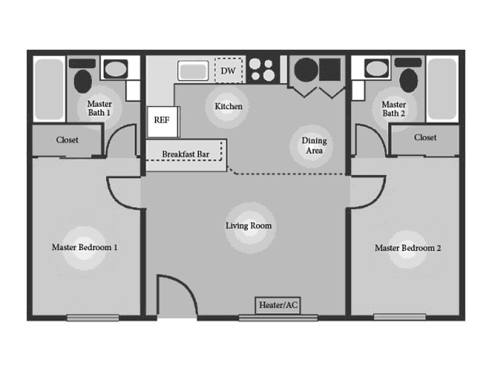 Two Master Bedroom Floor Plan
 The Timbers EveryAptMapped Chico CA Apartments