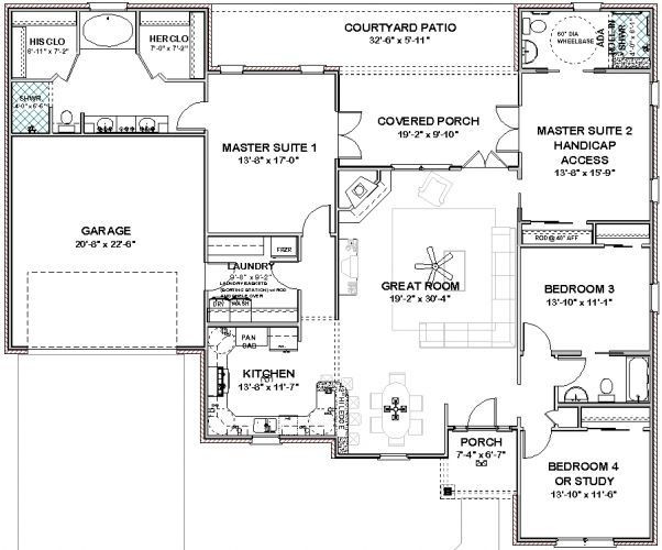 Two Master Bedrooms Floor Plans
 Interesting