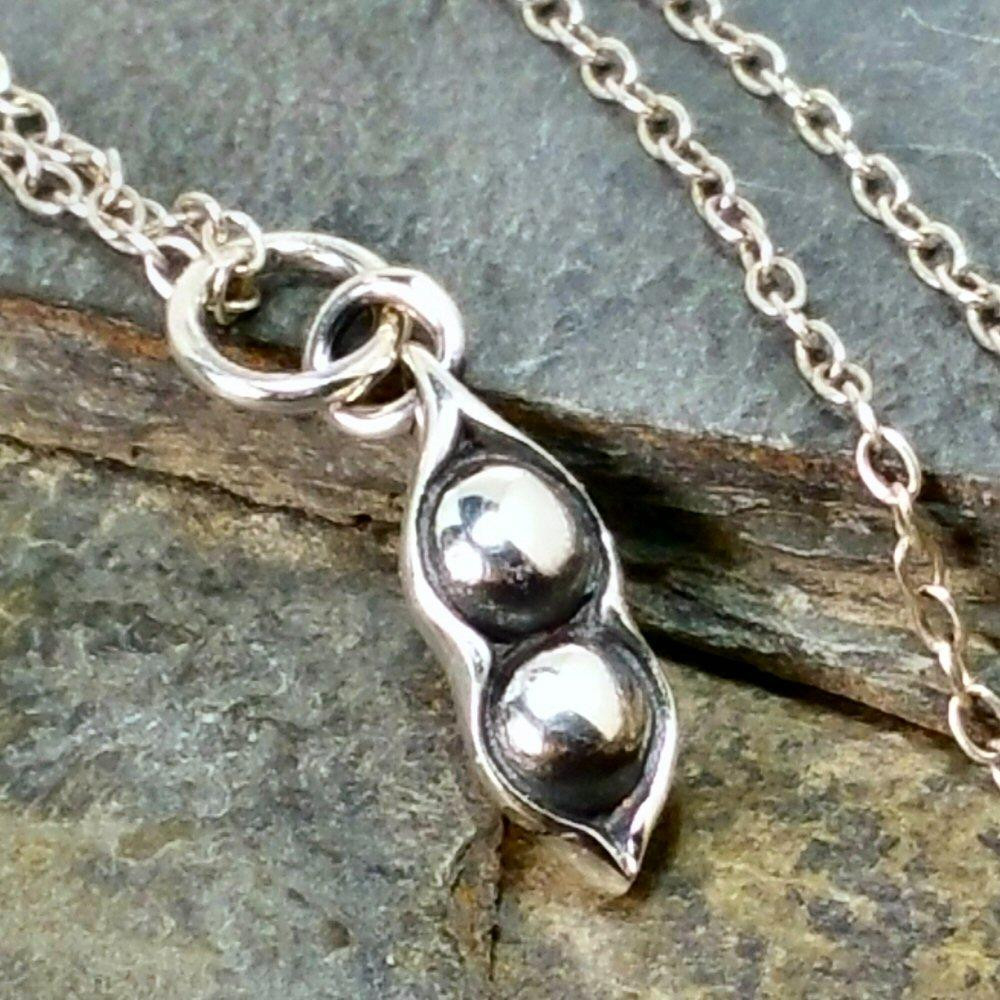Two Peas In A Pod Necklace
 Two Peas in a Pod Necklace 925 Sterling Silver Twins
