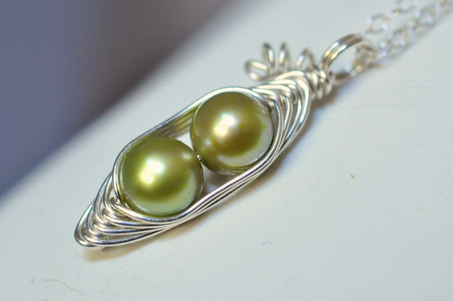 Two Peas In A Pod Necklace
 Two peas in a pod necklace mothers necklace peapod