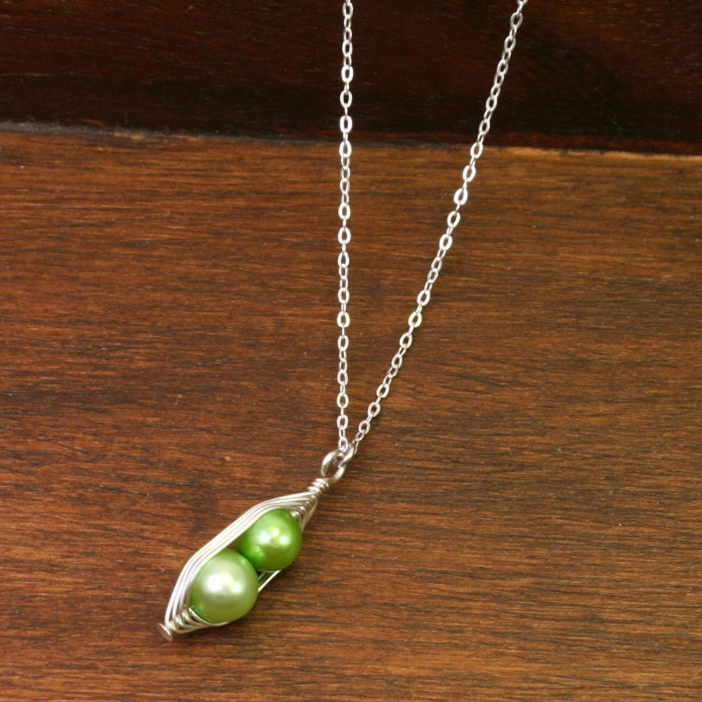 Two Peas In A Pod Necklace
 Two peas in a pod pearl pendant necklace