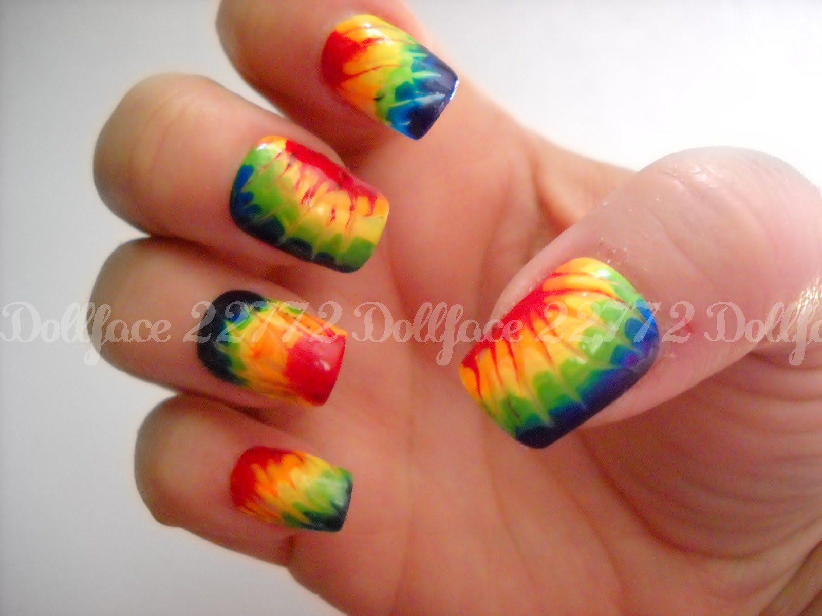 Tye Dye Nail Designs
 A Day In The Life Dollface Contest Entry TIE DYE